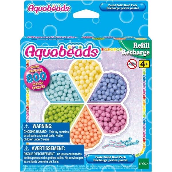 Aquabeads - Pastellpåfyllning av 800 pärlor för kreativa hobbyer för barn från 4 år och uppåt