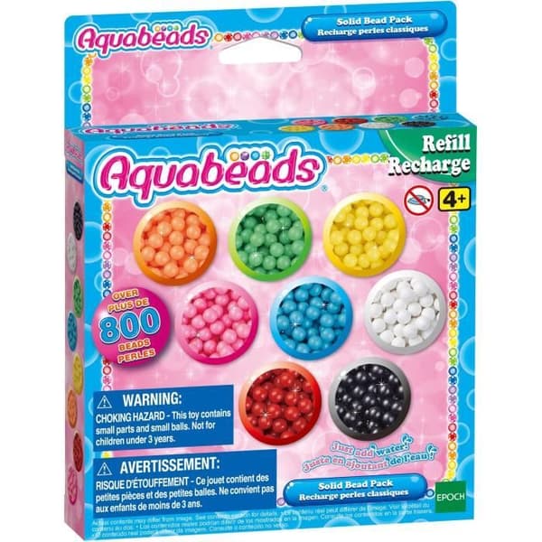 Aquabeads - Klassisk pärlpåfyllning - 800 pärlor i 8 olika färger