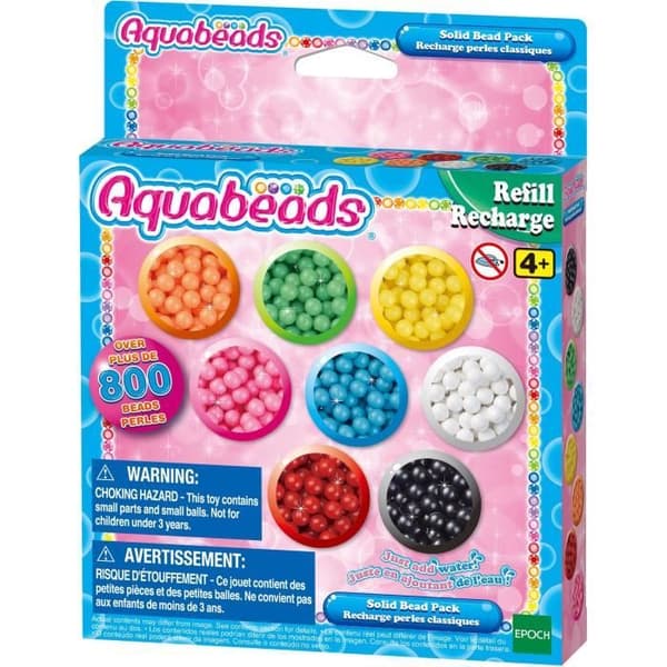 Aquabeads - Klassisk pärlpåfyllning - 800 pärlor i 8 olika färger