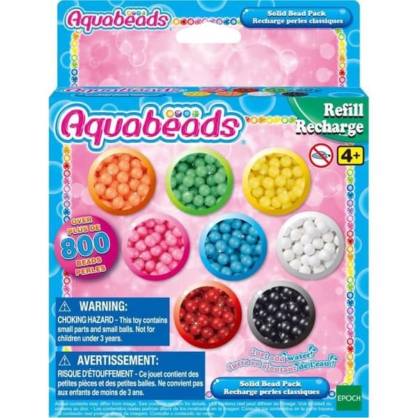 Aquabeads - Klassisk pärlpåfyllning - 800 pärlor i 8 olika färger