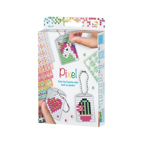 Kreativ kit - PRACHT CREATIVES HOBBY - PIXEL - 3 Nyckelringar - 38 Modeller - Från 8 år