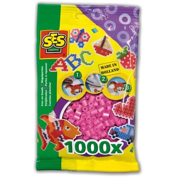 Lot med 1000 strykperlor SES CREATIVE - Rosa