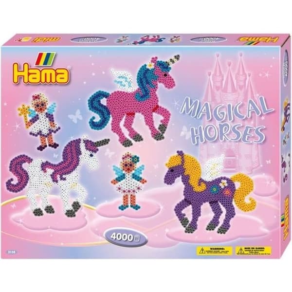 HAMA presentförpackning - Magic Horses - 4000 pärlor + 2 tallrikar - Kreativ leksak för barn från 5 år och uppåt