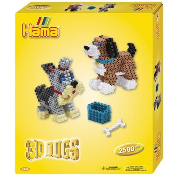 HAMA - Box of 3D Dogs midi pärlor - 2500 strykpärlor - Kreativa hobbies från 5 år