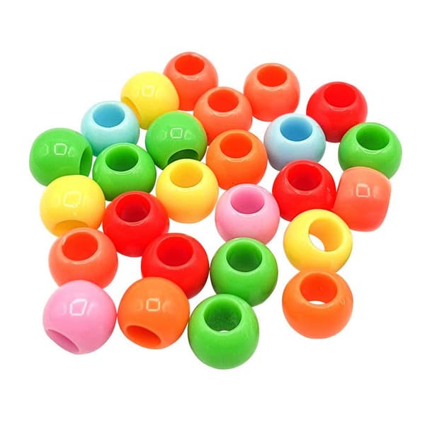 Runda barnpärlor stora hål 1 cm 13g
