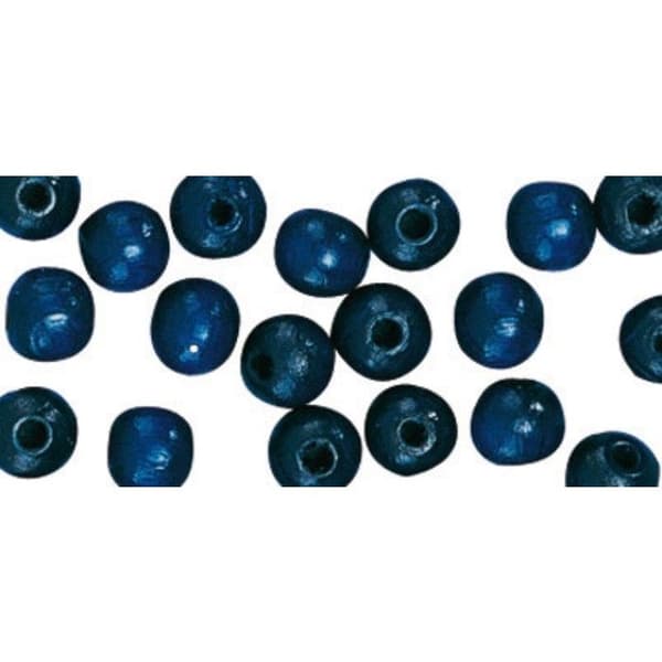 Perle träblå mörk rund Ø12 mm 32 st.