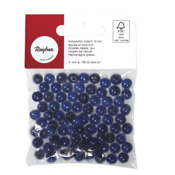 Perle trä Blå mörk Rund Ø8 mm 82 stycken.