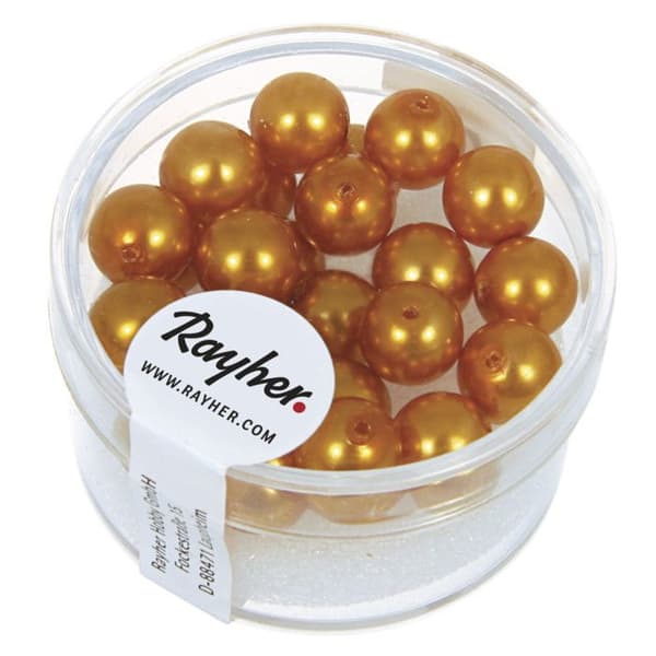 Pärlemorsskimrande Renässans Guldgula 8 mm 25 stycken