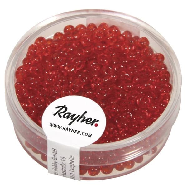 Perle rocaille 2,6 mm transparent röd 17 g