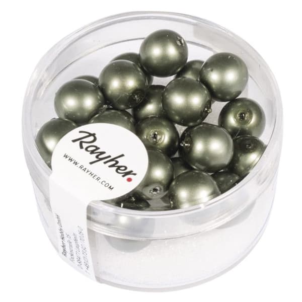 Pärlor i frostad pärlemor 8 mm antik oliv 25 stycken