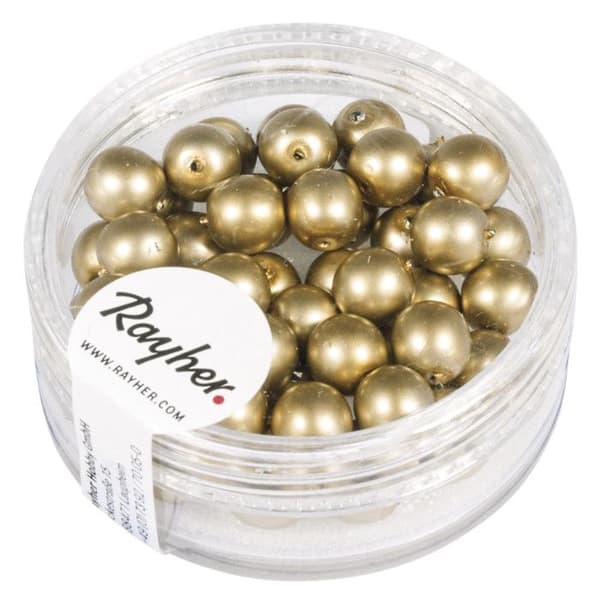 Pärlor i frostat pärlemorigt glas 6 mm Guld 45 stycken