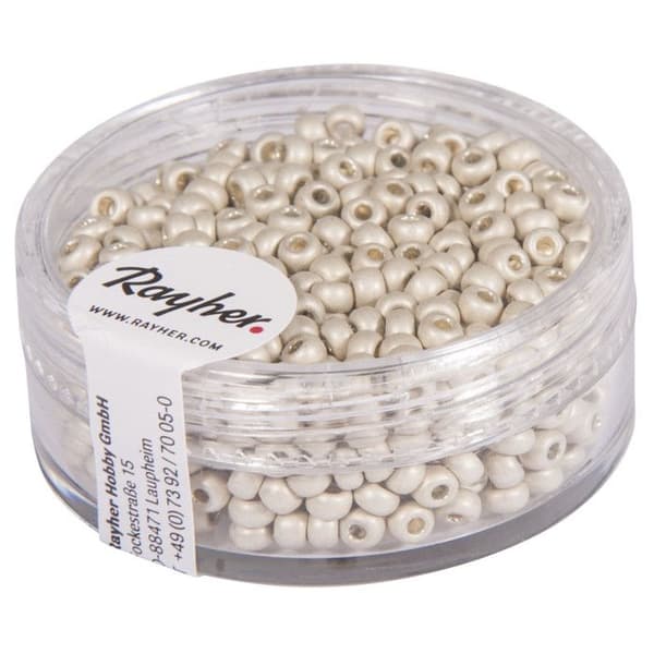 Metallisk - rocailles, matt, vit, 2,6 mm ø, låda 17 g
