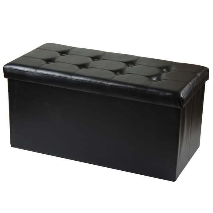Puuvillapuusta kokoontaitettava PU-penkki - 76 x 38 x h38 cm - musta