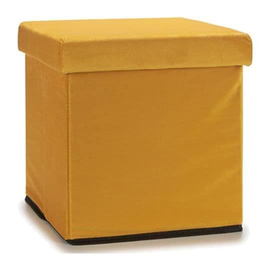 Giftdecor förvaringsbox/puff 31 cm 30 liter gul sammet