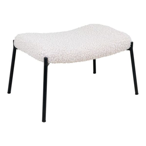 Glasgow Pouf, imitation fårskinn, vit.