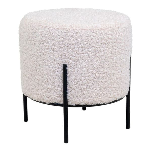 Alford Pouf, taburett, imitation fårskinn, vit.