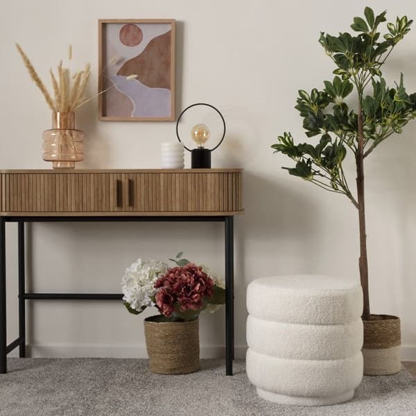 Atmosphera "Sinan" Velvet Puff - Vit