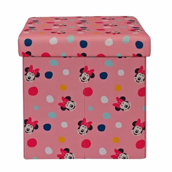 Pouf - MINNIE - Musse Pigg - Sittpuff med förvaring - Rosa - 35cm x 40cm x 35cm