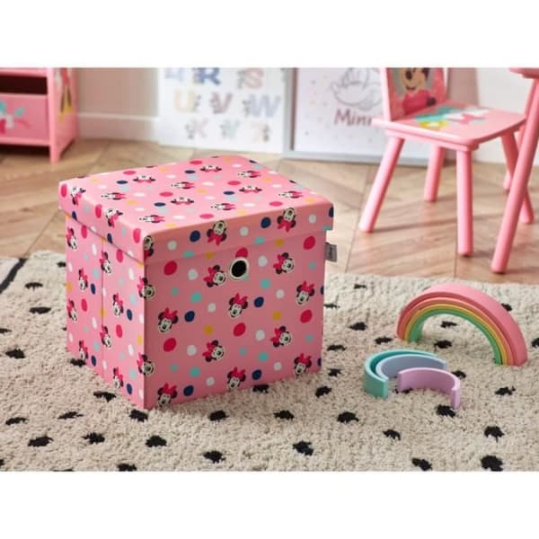 Pouf - MINNIE - Musse Pigg - Sittpuff med förvaring - Rosa - 35cm x 40cm x 35cm