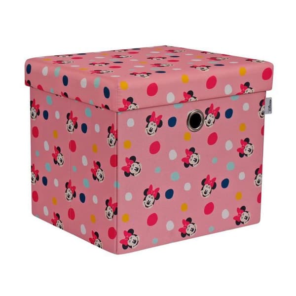 Pouf - MINNIE - Musse Pigg - Sittpuff med förvaring - Rosa - 35cm x 40cm x 35cm