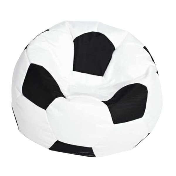 Fodbold sækkestol - økolæder - Ø 90 cm - sort hvid