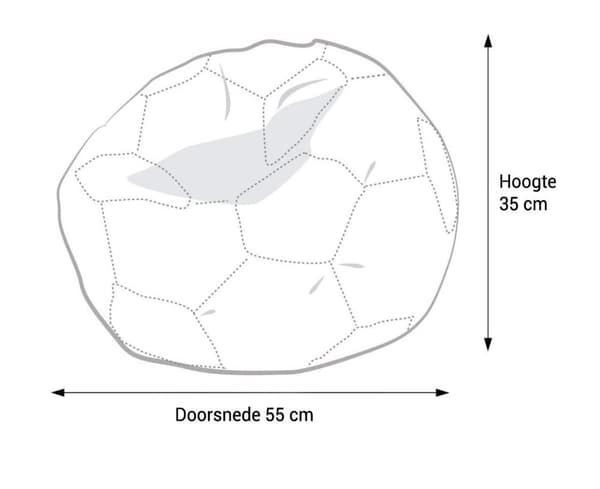 Fodbold sækkestol - økolæder - Ø 55 cm - orange hvid
