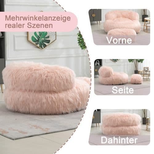 Beanbag-fåtölj - Modern - Rosa - Vadderad - Bekväm - Justerbar design