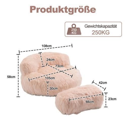 Beanbag-fåtölj - Modern - Rosa - Vadderad - Bekväm - Justerbar design