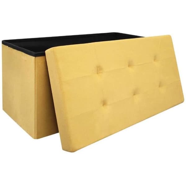 Vikbar förvaringspuff kista 76,5x37,5x37,5 cm i tyg Gul