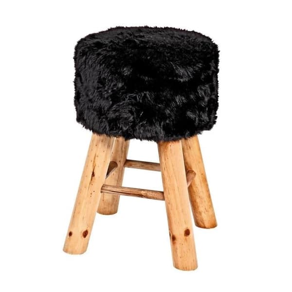 Pall - Massivt trä - Svart - 45 cm - Träben
