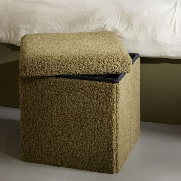 Bouclette fyrkantig förvaringspuff "Teddy Matcha" La Factory - Teddy Matcha Khaki