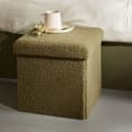 Miniatyrbild 1 av 3: Bouclette fyrkantig förvaringspuff "Teddy Matcha" La Factory - Teddy Matcha Khaki