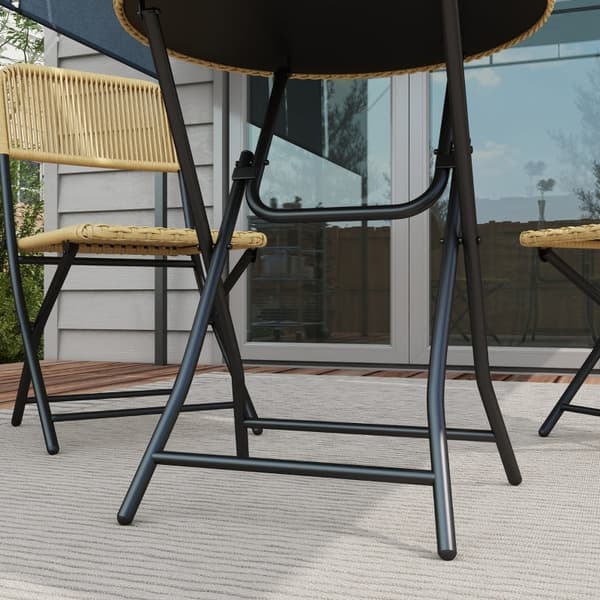 Rootz 3-delt Bistro Sæt - Udendørs møbler - Foldesæt - Holdbarhed - 46L x 58W x 84H cm Stol & Ø60 x 70H cm Bord
