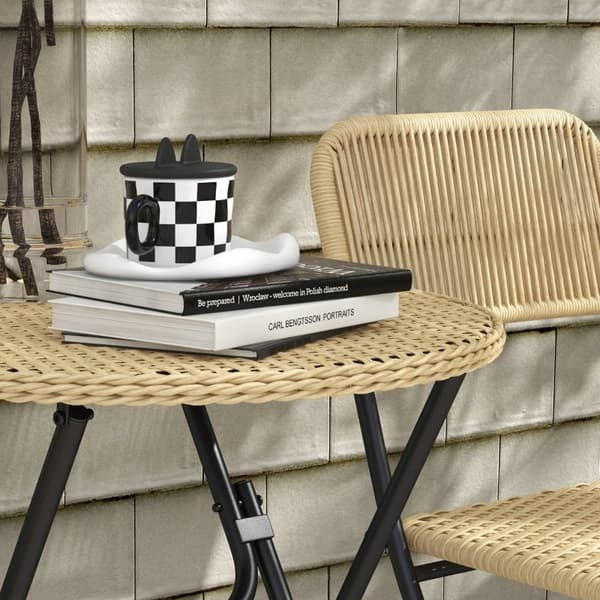 Rootz 3-delt Bistro Sæt - Udendørs møbler - Foldesæt - Holdbarhed - 46L x 58W x 84H cm Stol & Ø60 x 70H cm Bord