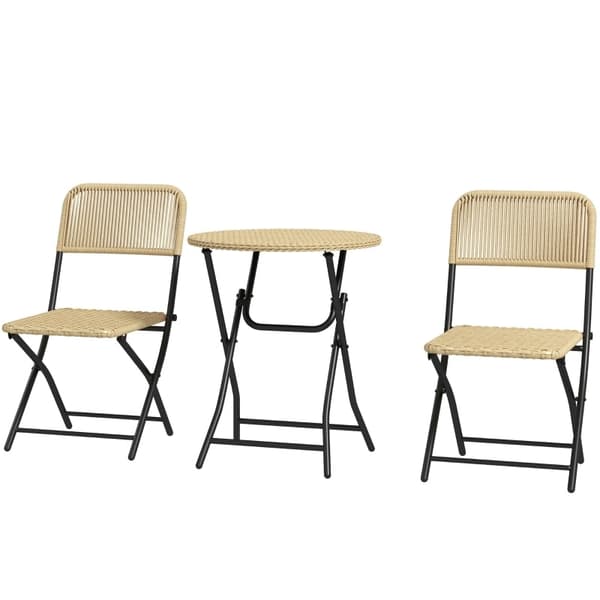 Rootz 3-delt Bistro Sæt - Udendørs møbler - Foldesæt - Holdbarhed - 46L x 58W x 84H cm Stol & Ø60 x 70H cm Bord