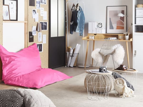Överdrag för stor sittsäck Fuchsia Nylon 180 x 140 cm Prickig Liggunderlag med dragkedja Kardborreband Stor sittsäck