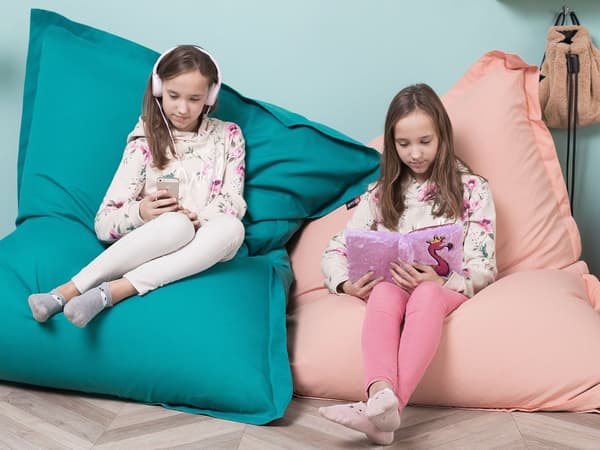 Överdrag för stor sittsäck Persikorosa Nylon 180 x 140 cm Prickig Liggunderlag med dragkedja Kardborreband Stor sittsäck