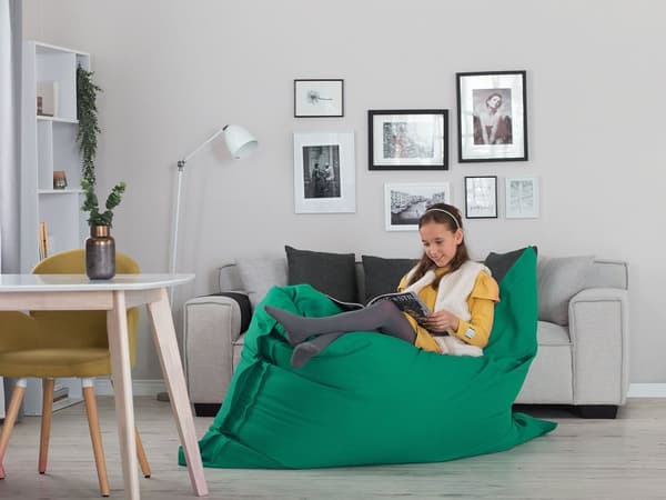Överdrag för stor sittsäck Grön Nylon 180 x 140 cm Prickig Liggunderlag med dragkedja Kardborreband Stor sittsäck