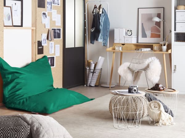 Överdrag för stor sittsäck Grön Nylon 180 x 140 cm Prickig Liggunderlag med dragkedja Kardborreband Stor sittsäck