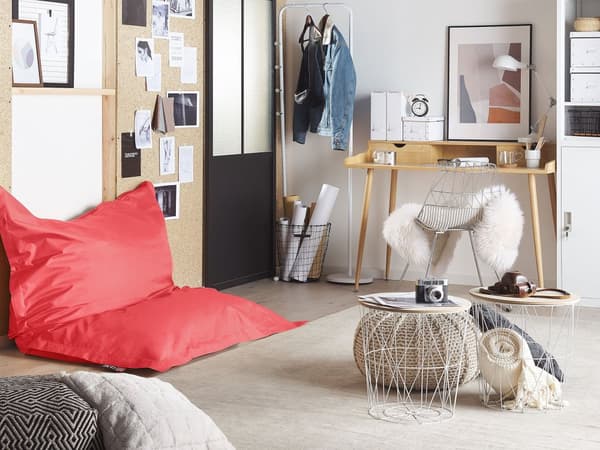 Överdrag för stor sittsäck Röd Nylon 180 x 140 cm Prickig Liggunderlag med dragkedja Kardborreband Stor sittsäck