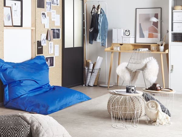 Trekk til sakkosekk Blå Nylon 140 x 180 cm L Glidelås Borrelås Stor sittesekk