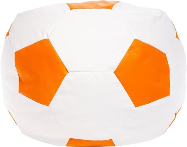 Kompakt Orange Fotbolls Säcksoffa för Fans - Ekoläder, Hållbar & Stilfull