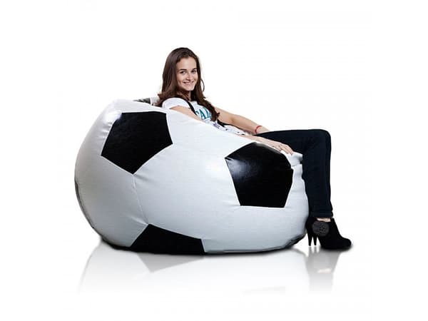 Gaming Sækkestol - Fodbolddesign - Økoleder - Ø 90 cm - Sort Hvid