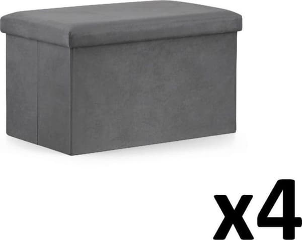 Pouf - poir Leobert - modell152724 - Fällbar pouf XL - 60x38x38cm grå sammet x 4