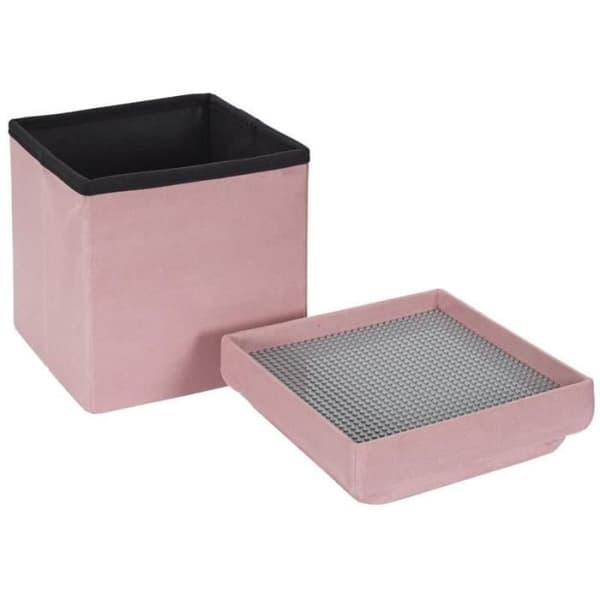 Puff &amp; Förvaringskista "sten" 30cm Rosa - Paris Pris