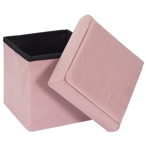 Puff &amp; Förvaringskista "sten" 30cm Rosa - Paris Pris