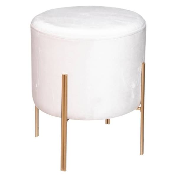 Taburett "Living" - vit ivor - sammet - Ivor - Atmosphera inredningsdesigner