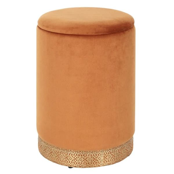 Rund Pouf &amp; Förvaringsbox "mirage" 40cm Gul Ocker - Paris Prix