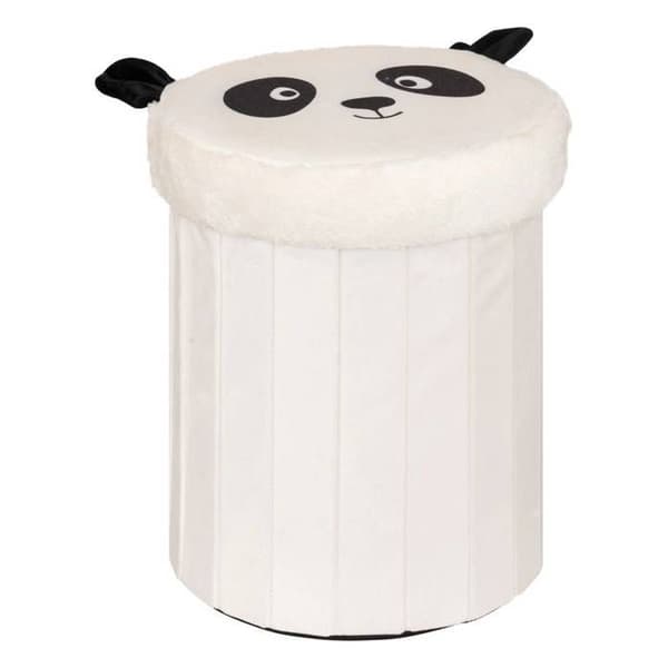 Puff-förvaringslåda barn panda vikbar "Andy" svart &amp; vit D30x36cm - Atmosphera inredningsdesigner - Svart och vit