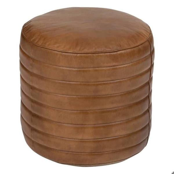 Rund pouf "Gaj" D40cm brun - Atmosphera inredningsskapar - Brun